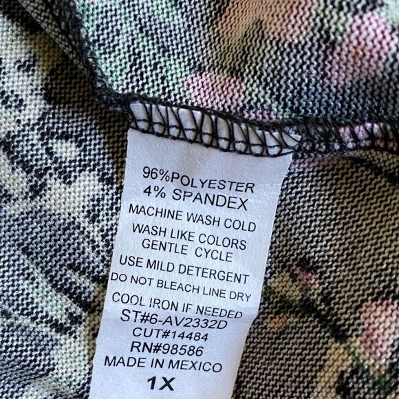 NWT Ava James Women's Floral Blouse Tunic Sz 1X Asymmetrical Hem Artsy Office - Picture 14 of 14